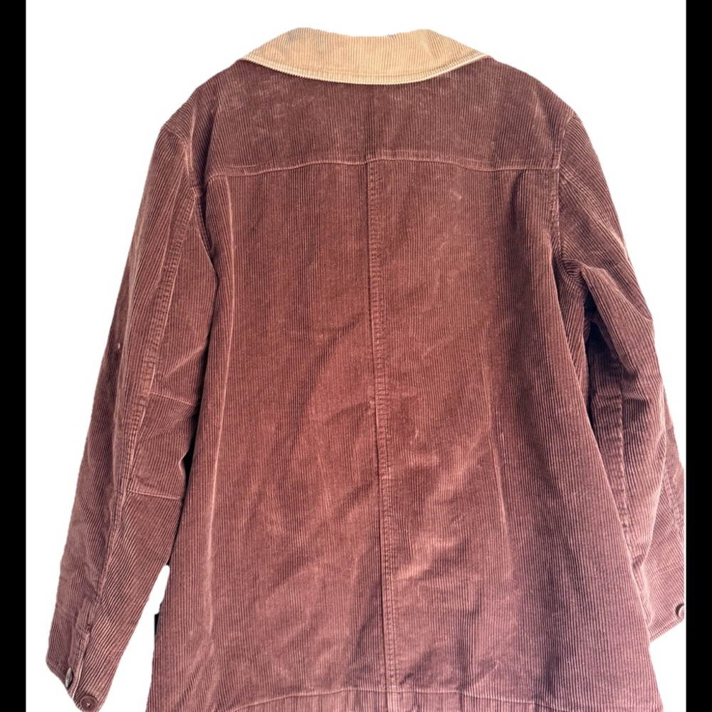 LL BEAN Women’s VINTAGE Brown Corduroy FullyLined Chore Barn Jacket Sz Petite L - Picture 2 of 9